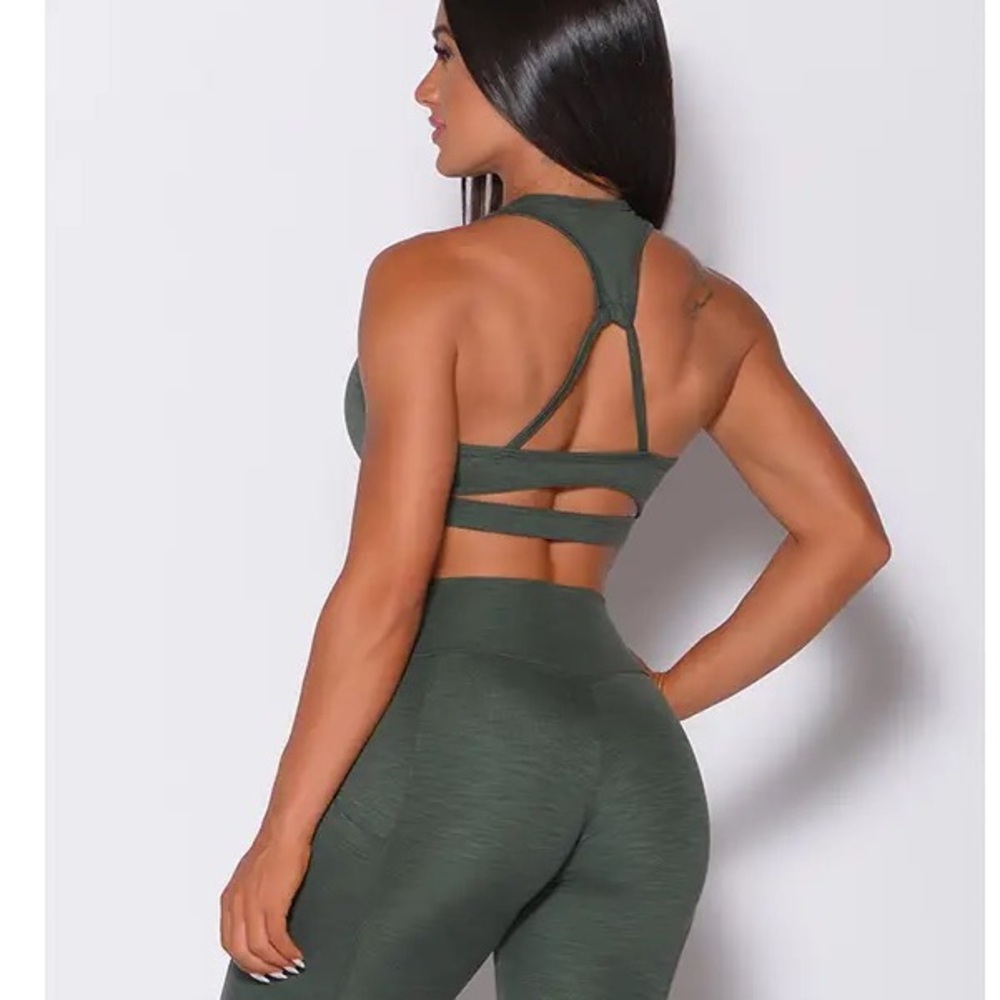 Forest Green 🌿 Power Ribbed Bra 🌿 Limited Ed 💚Bombshell Sportswear - MEDIUM